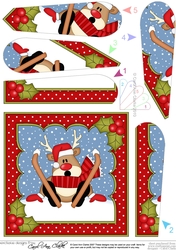 Christmas Rudolph goes Skiing Fan Pyramage Topper