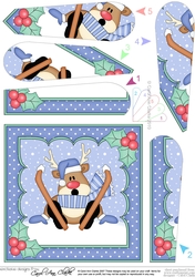 Christmas Rudolph goes Skiing Fan Pyramage Topper