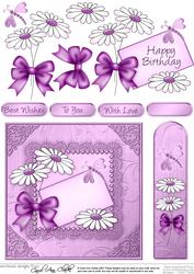 Daisies on Metallic Lace Quick Card with 3D Decoupage
