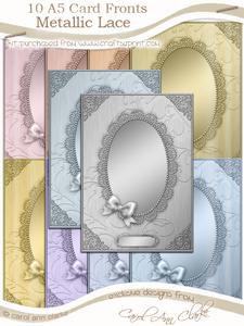 A5 Metallic Lace and Bow Card Fronts Kit
