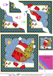 Christmas Bobbin Robin has a Christmas Tree Wavy Corner side stacker Topper