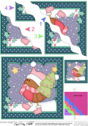 Christmas Bobbin Robin has a Christmas Tree Wavy Corner side stacker Topper