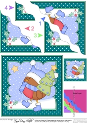 Christmas Bobbin Robin has a Christmas Tree Wavy Corner side stacker Topper
