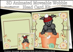 3D Animated Moveable Wobble Head Card Kit - Flower Pot Friends Little Scottie Dog Hamish