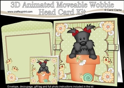 3D Animated Moveable Wobble Head Card Kit - Flower Pot Friends Little Scottie Dog Maisie