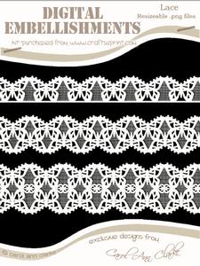 Pretty Butterfly Lace Borders Digital Embellishments
