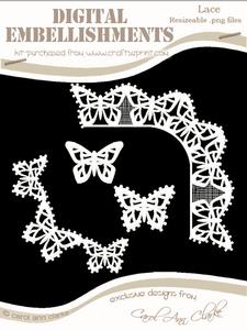 Pretty Butterfly Lace Corners Digital Embellishments