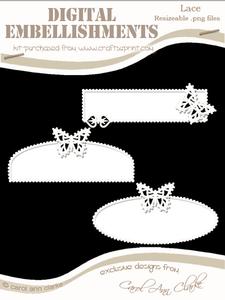 Pretty Butterfly Lace Text Plates Digital Embellishments
