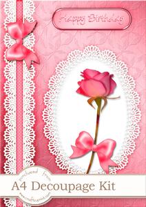 A4 Rose, Lace and Pearls 3D Decoupage Kit