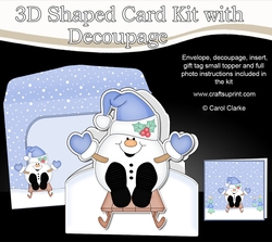 3D Shaped Christmas Card Kit  - Snowball Sam is going Sledging