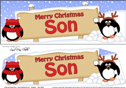 large DL Merry Christmas SON Penguins 3D decoupage