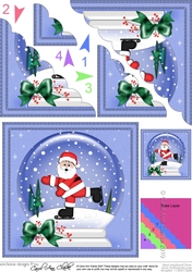 Christmas Santa goes Skating Snowglobe Scallop Corner Stacker