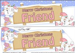 large DL Merry Christmas FRIEND Snowball Sam 3D decoupage