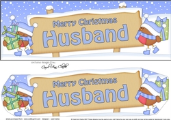 large DL Merry Christmas HUSBAND Robins 3D decoupage