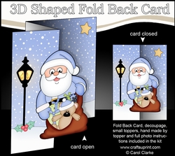 3D Shaped No-Hole Fold Back Christmas Card Mini Kit  - Santa has a sack full of presents
