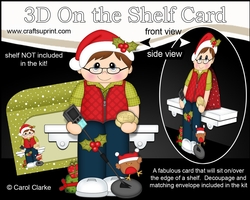 3D Christmas On the Shelf Card Kit - Little Christmas  Treasure Hunter Metal Detectorist