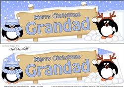 large DL Merry Christmas GRANDAD Penguins 3D decoupage