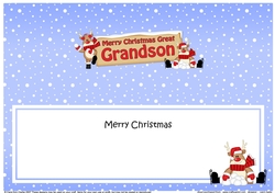 large DL Merry Christmas GREAT GRANDSON with Rudolph insert