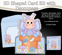3D Shaped Card  Kit - Flowerpot Friends - Cute Little Butterfly Blinky