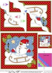 Christmas Snowball Sam is Sledging Wavy Corner Topper