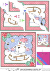 Christmas Snowball Sam is Sledging Wavy Corner Topper