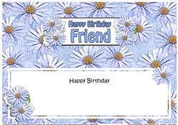 Large DL Happy Birthday FRIEND Daisies Floral matching insert