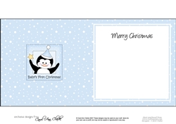 Cute Penguin has a Christmas Star Babys 1st Christmas square insert