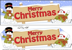 large DL MERRY CHRISTMAS with Snowman 3D decoupage