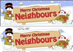 large DL Merry Christmas NEIGHBOURS with Snowman 3D decoupage