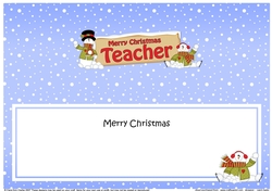 large DL Merry Christmas TEACHER with Snowman insert