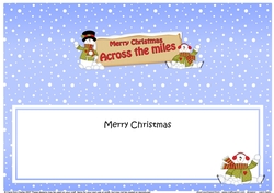 large DL Merry Christmas ACROSS THE MILES with Snowman insert