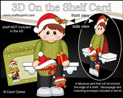 3D Christmas On the Shelf Card Kit - Cute Christmas Boy has a Fesive Cupcake