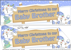 large DL Merry Christmas TO MY BABY BROTHER Snowball Sam 3D decoupage