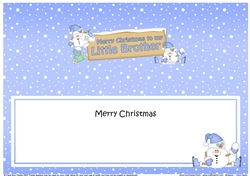 large DL Merry Christmas TO MY LITTLE BROTHER Snowball Sam insert