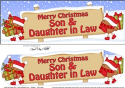 large DL Merry Christmas SON & DAUGHTER IN LAW with Robins 3D decoupage