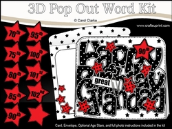 3D Happy Birthday GREAT GRANDAD Stars with Ages 70 to 102 Pop Out Word Card Kit