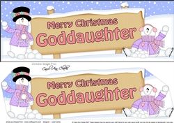 large DL Merry Christmas GODDAUGHTER with Snowman 3D decoupage