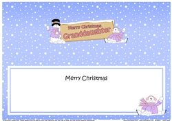 large DL Merry Christmas GRANDDAUGHTER with Snowman insert