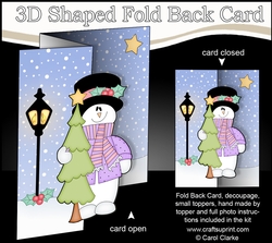 3D Shaped No-Hole Fold Back Christmas Card Mini Kit - Snowman Rio has an Xmas Tree