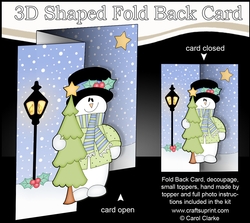 3D Shaped No-Hole Fold Back Christmas Card Mini Kit - Snowman Rio has an Xmas Tree