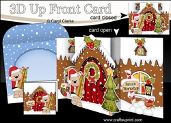 3D Up Front Card Kit -  Livvy Bear at the Christmas Gingerbread House