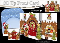 3D Up Front Card Kit - Little Hoot Owl at the Christmas Gingerbread House