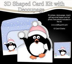3D Shaped Christmas Card Kit - Pip Penguin is having a Snowball Fight