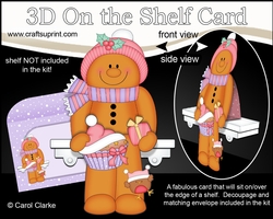 3D Christmas On the Shelf Card Kit - Ginge the Gingerbread Man has a Fesive Cupcake