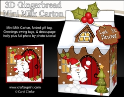 3D Christmas Milk Carton Gingerbread House Treat Box Mini Kit - Snowball Sam is Having a Snowball Fight