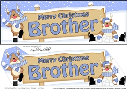 large DL Merry Christmas BROTHER with Rudolph 3D decoupage
