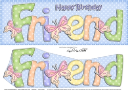 Large DL Happy Birthday FRIEND 3D decoupage