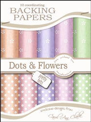 10 Dots & Flowers Felts Backing Papers in Pretty Pastel Colours