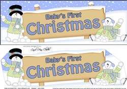 large DL BABYS FIRST CHRISTMAS with Snowman 3D decoupage
