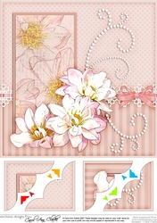 8 x 8 A Touch of Elegance Flowers Pearls and Lace Scalloped Corner Topper  